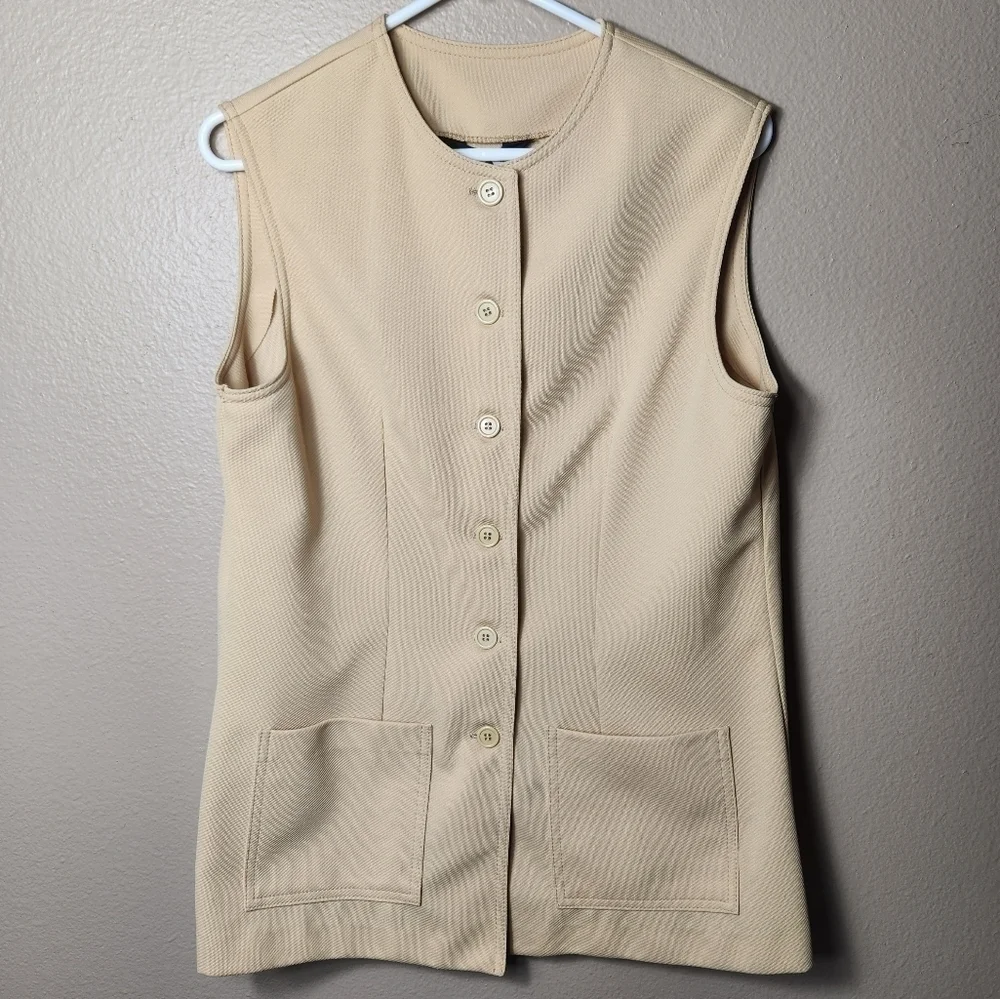 Vintage Jack Winter 60s Buttonfront Straw Yellow Tunic Vest-Size L